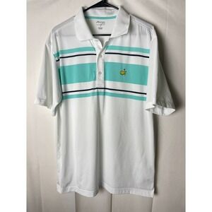 Masters Tech Golf Men's Performance Polo Shirt White Teal Size Large